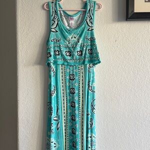 Justice Teal and Black Paisley Maxi Dress - Girls 12